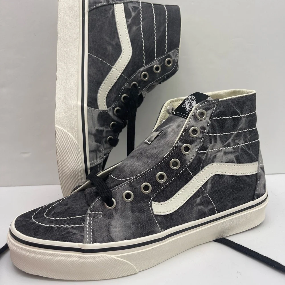 Vans Men’s Sk8-Hi Tapered (Denim Destroy)Black/ Marshmallow Sneakers VN0A4U169FL